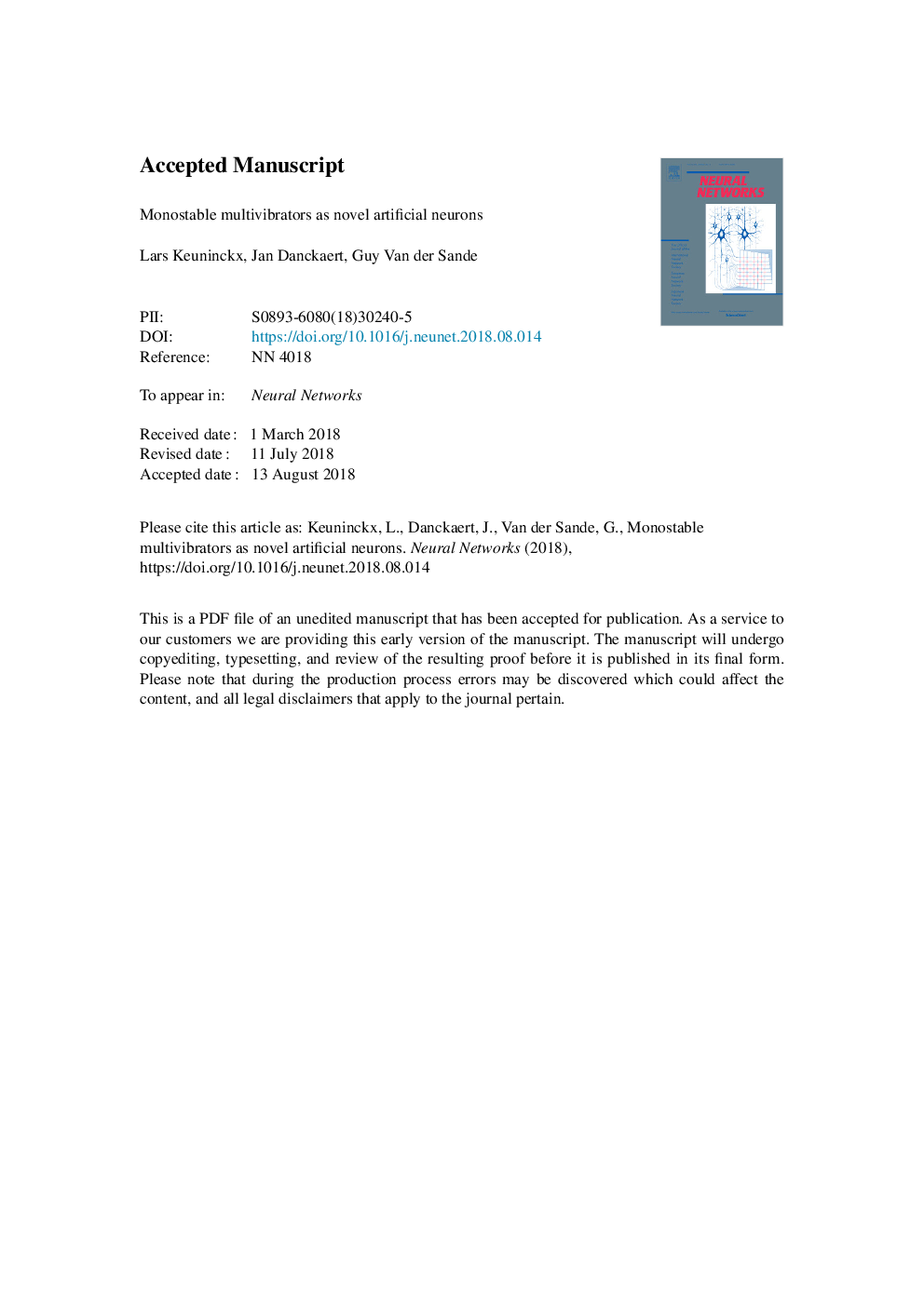 Monostable multivibrators as novel artificial neurons