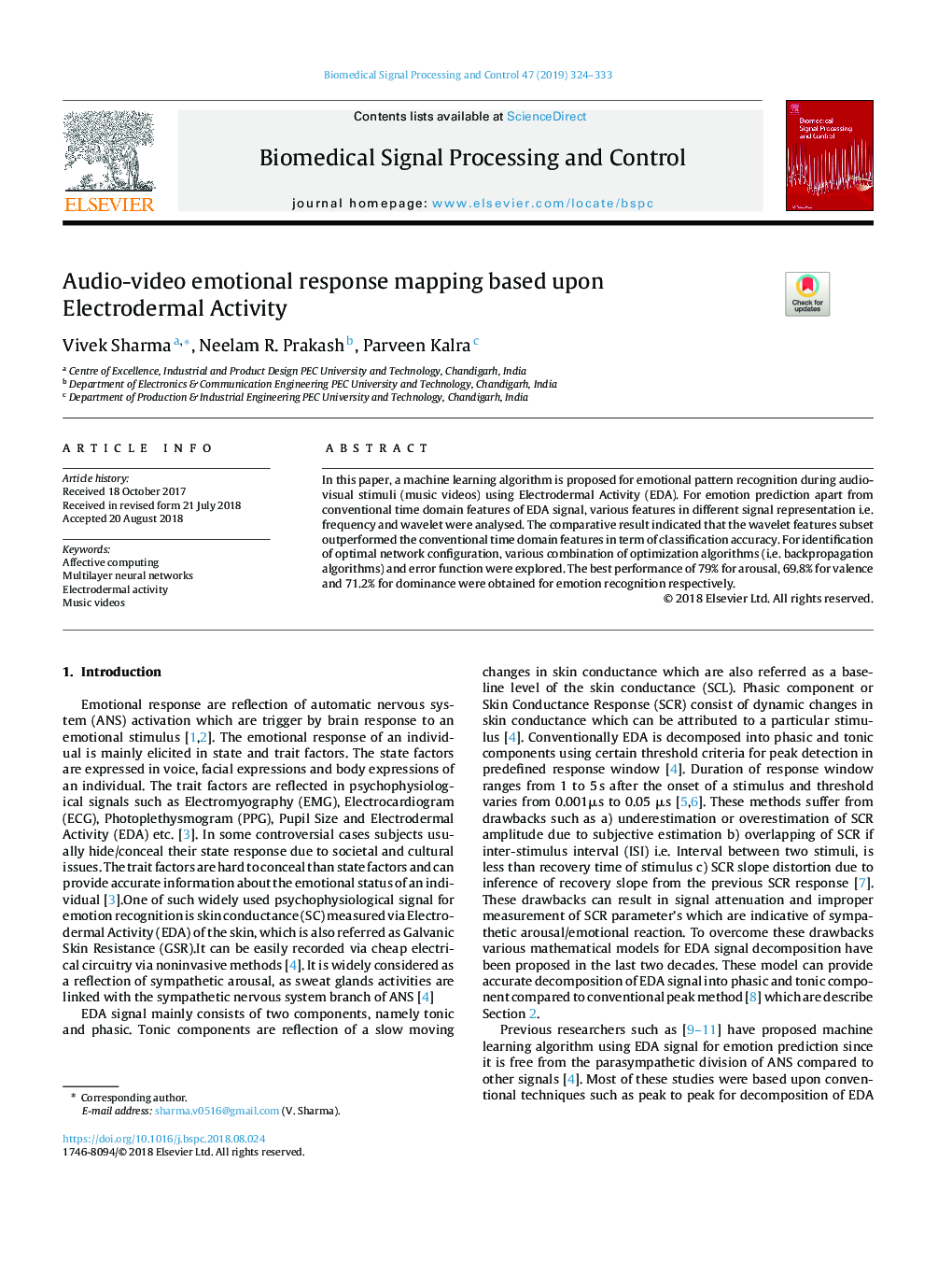 Audio-video emotional response mapping based upon Electrodermal Activity