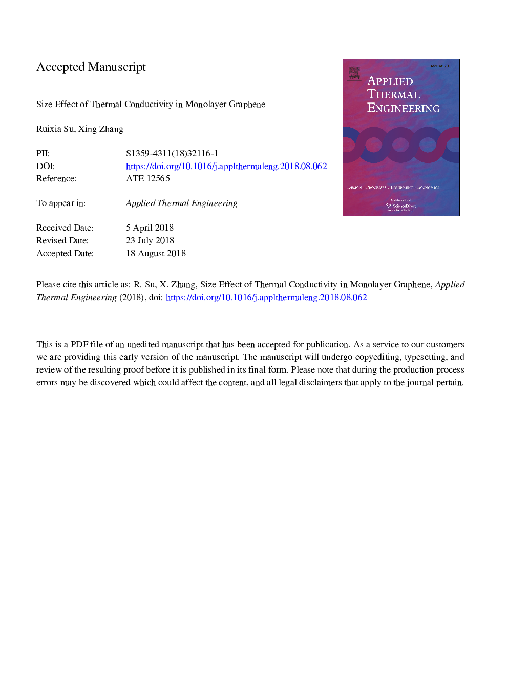 Size effect of thermal conductivity in monolayer graphene