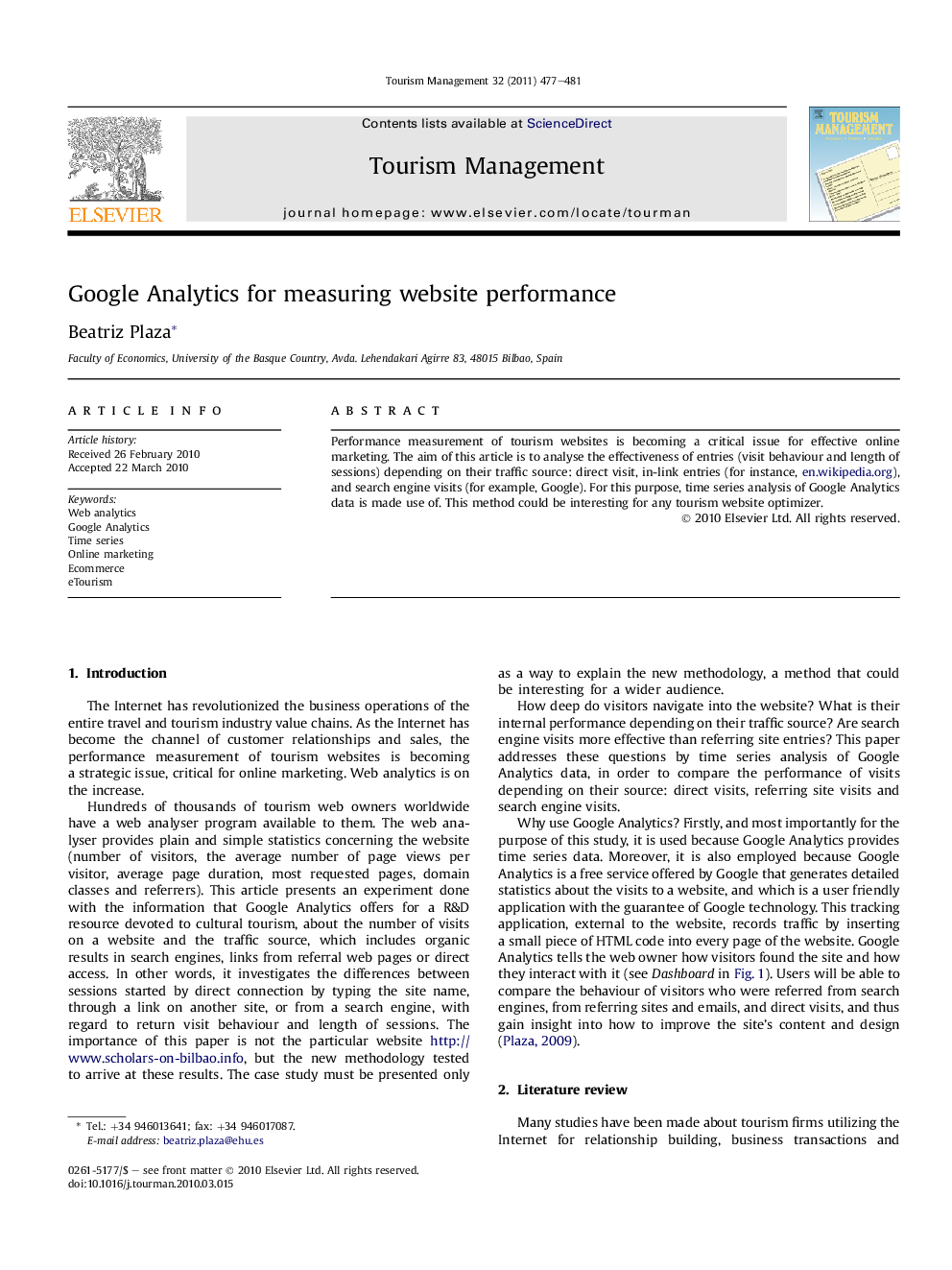 Google Analytics for measuring website performance