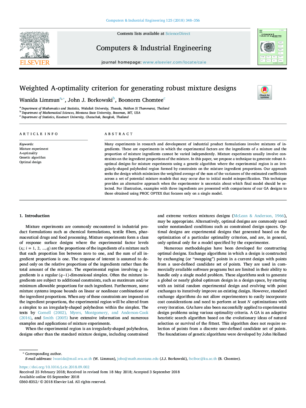 Weighted A-optimality criterion for generating robust mixture designs