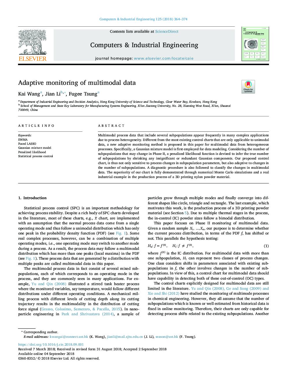 Adaptive monitoring of multimodal data