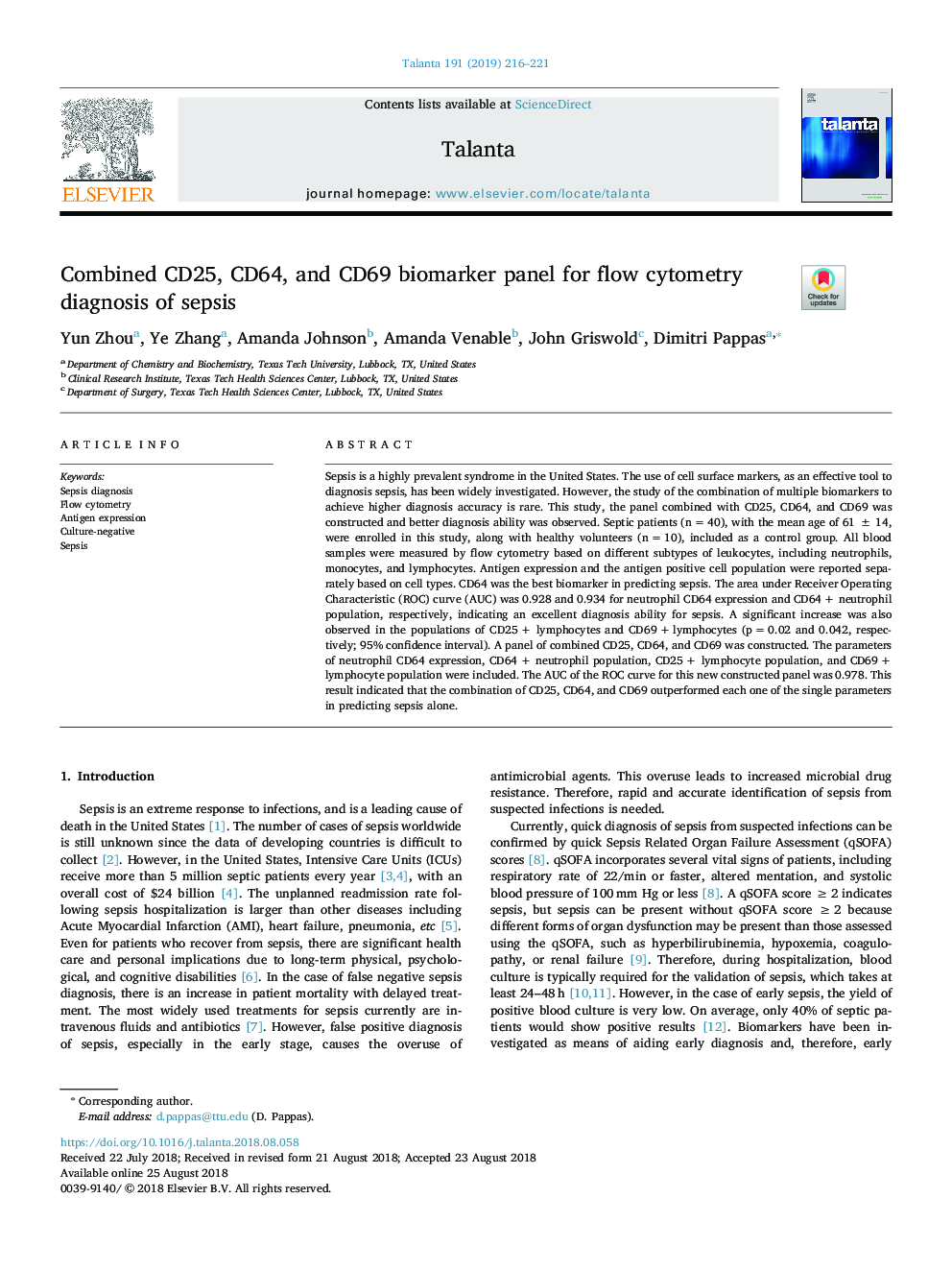 Combined CD25, CD64, and CD69 biomarker panel for flow cytometry diagnosis of sepsis