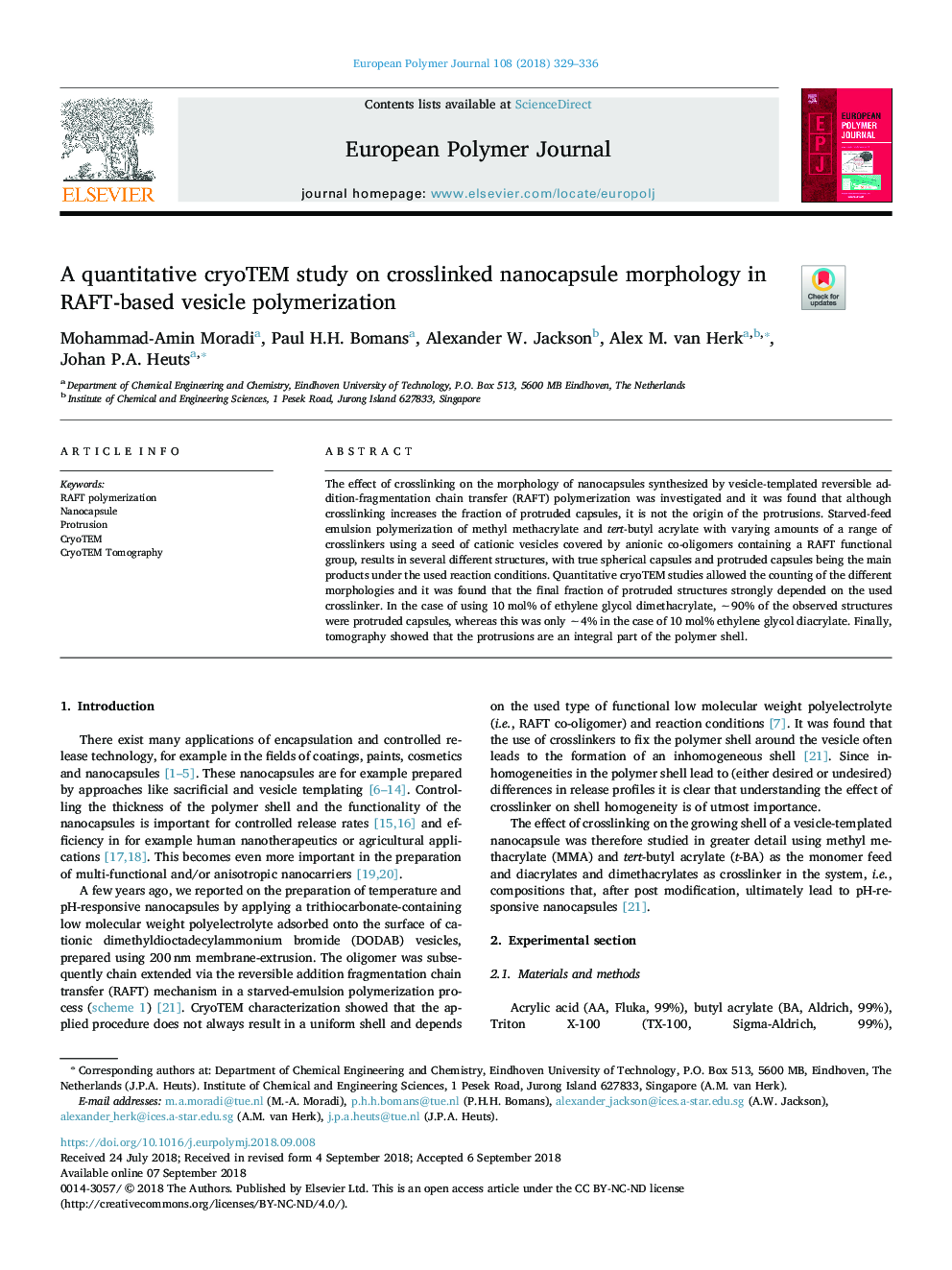 A quantitative cryoTEM study on crosslinked nanocapsule morphology in RAFT-based vesicle polymerization
