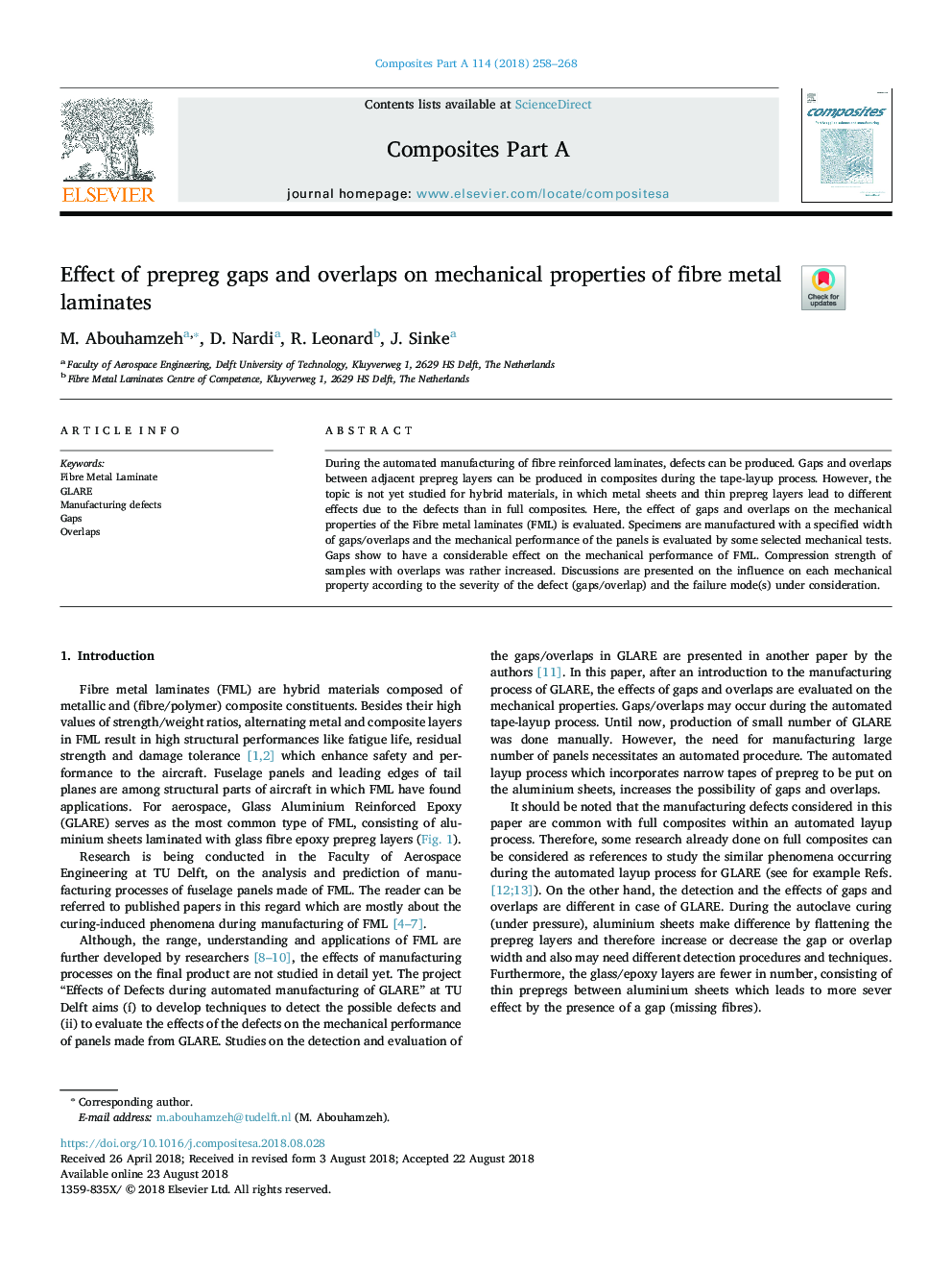 Effect of prepreg gaps and overlaps on mechanical properties of fibre metal laminates