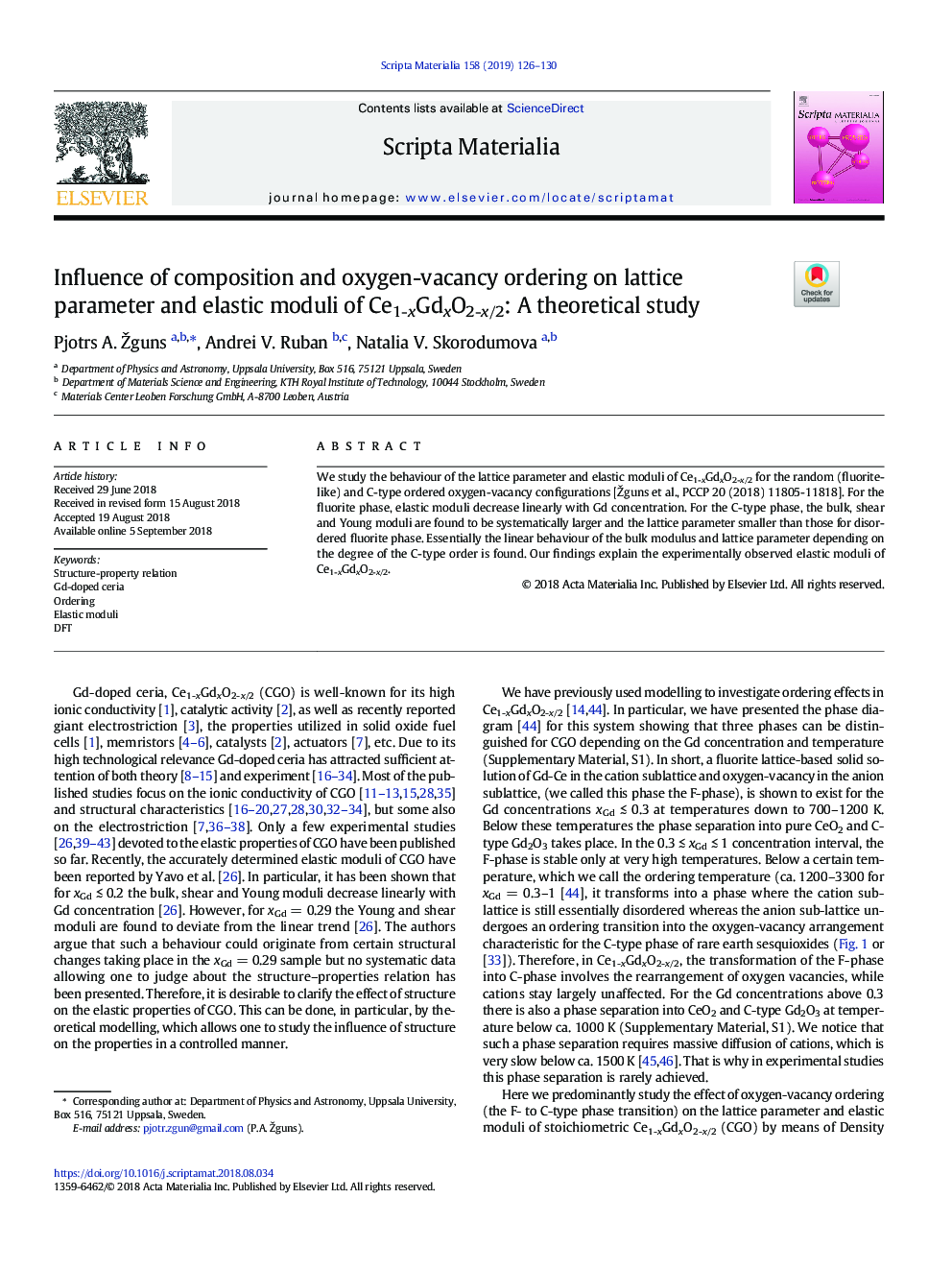 Influence of composition and oxygen-vacancy ordering on lattice parameter and elastic moduli of Ce1-xGdxO2-x/2: A theoretical study