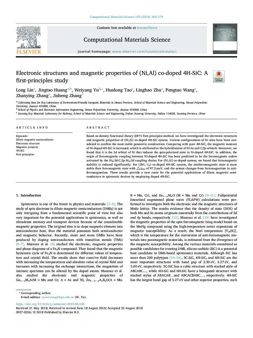 Electronic structures and magnetic properties of (Ni,Al) co-doped 4H-SiC: A first-principles study