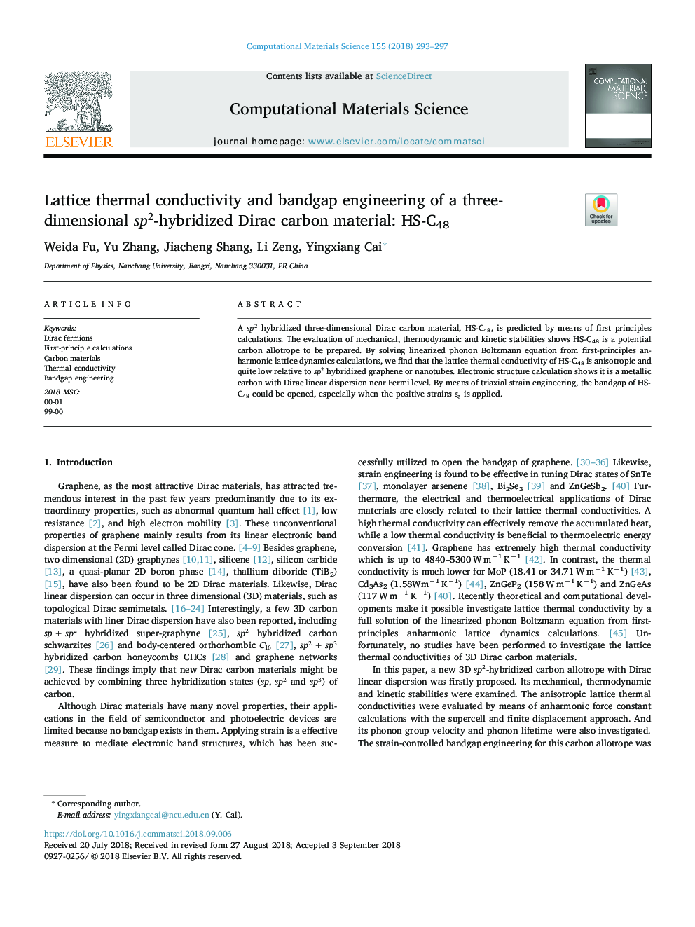 Lattice thermal conductivity and bandgap engineering of a three-dimensional sp2-hybridized Dirac carbon material: HS-C48