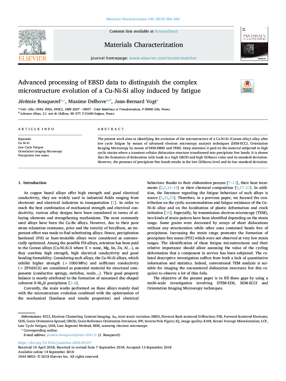 Advanced processing of EBSD data to distinguish the complex microstructure evolution of a Cu-Ni-Si alloy induced by fatigue