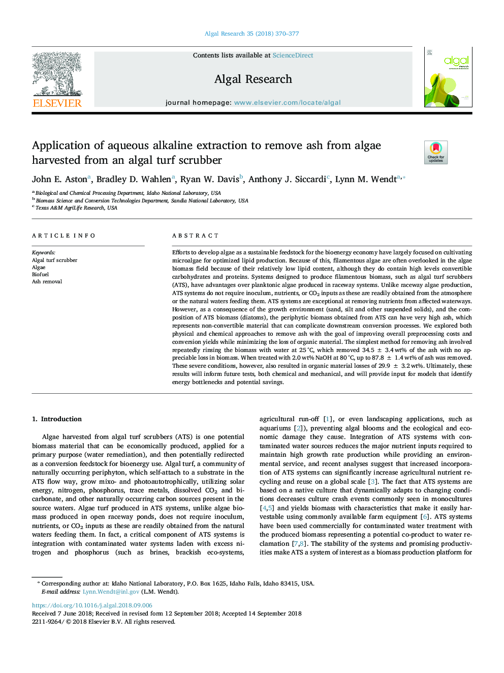 Application of aqueous alkaline extraction to remove ash from algae harvested from an algal turf scrubber