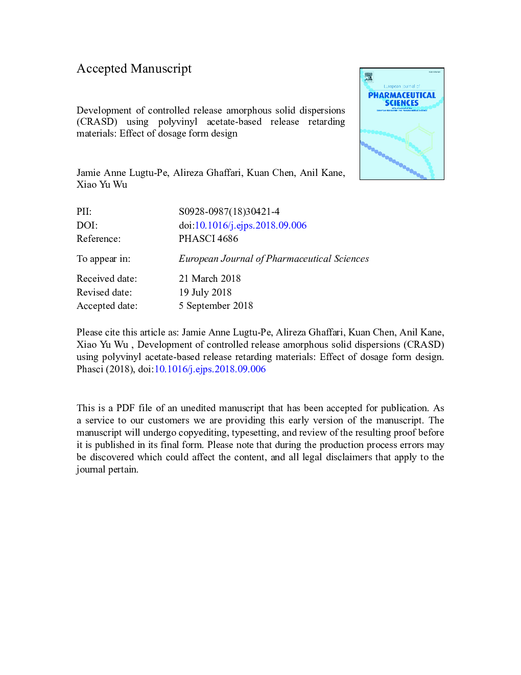 Development of controlled release amorphous solid dispersions (CRASD) using polyvinyl acetate-based release retarding materials: Effect of dosage form design