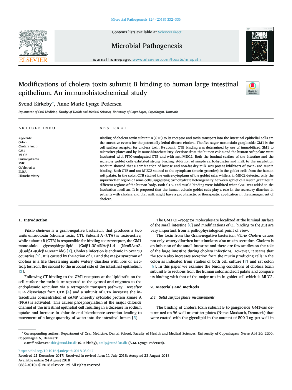 Modifications of cholera toxin subunit B binding to human large intestinal epithelium. An immunohistochemical study