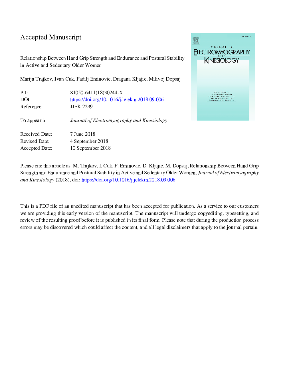 Relationship between hand grip strength and endurance and postural stability in active and sedentary older women