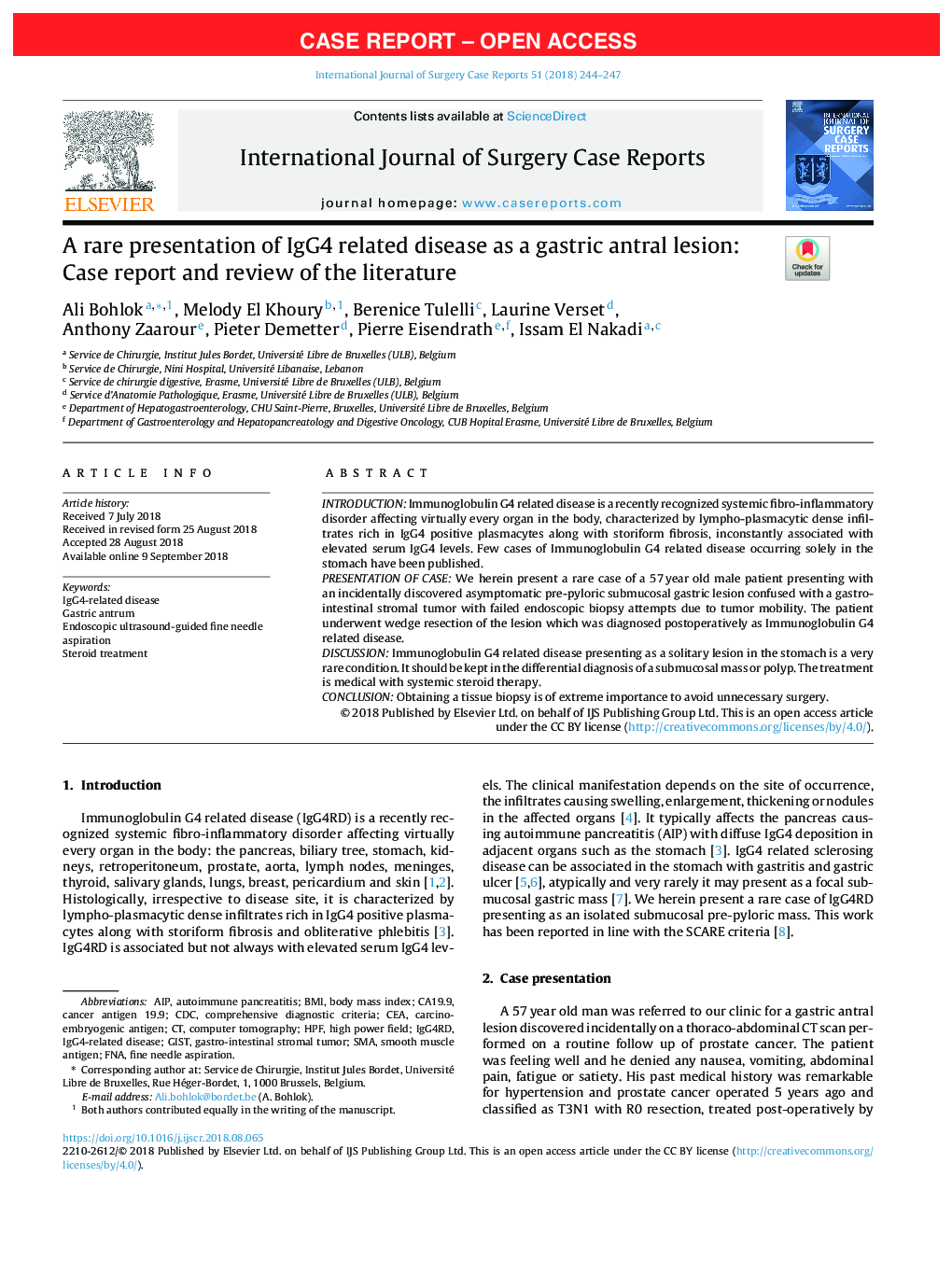 A rare presentation of IgG4 related disease as a gastric antral lesion: Case report and review of the literature