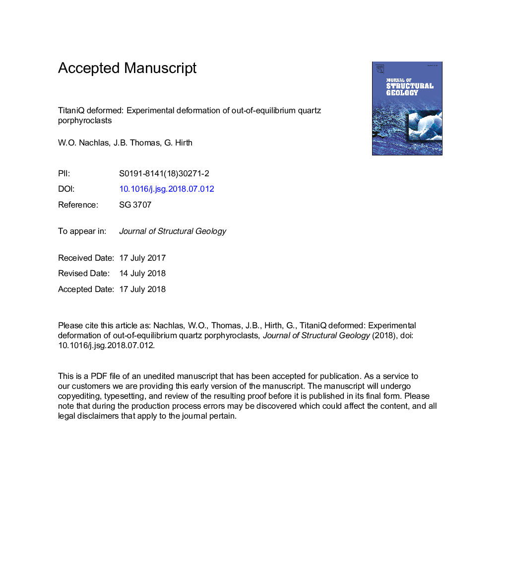 TitaniQ deformed: Experimental deformation of out-of-equilibrium quartz porphyroclasts