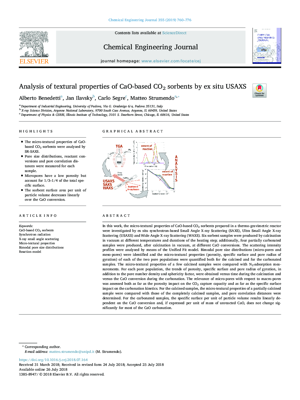 Analysis of textural properties of CaO-based CO2 sorbents by ex situ USAXS