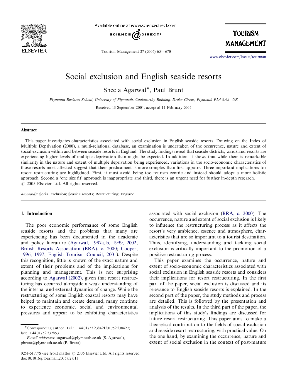 Social exclusion and English seaside resorts