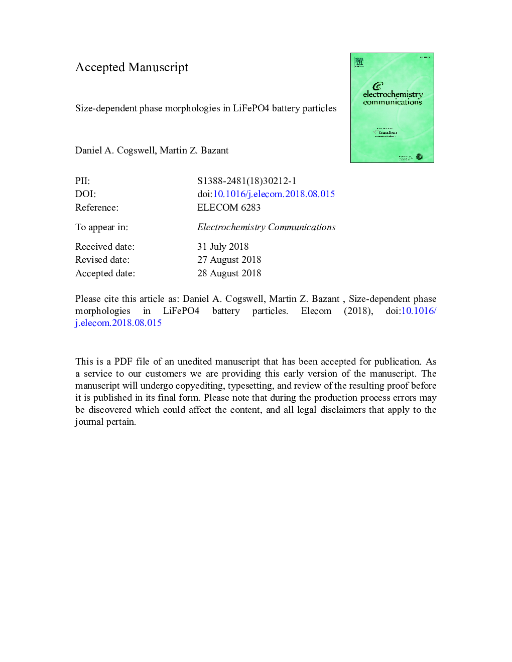 Size-dependent phase morphologies in LiFePO4 battery particles