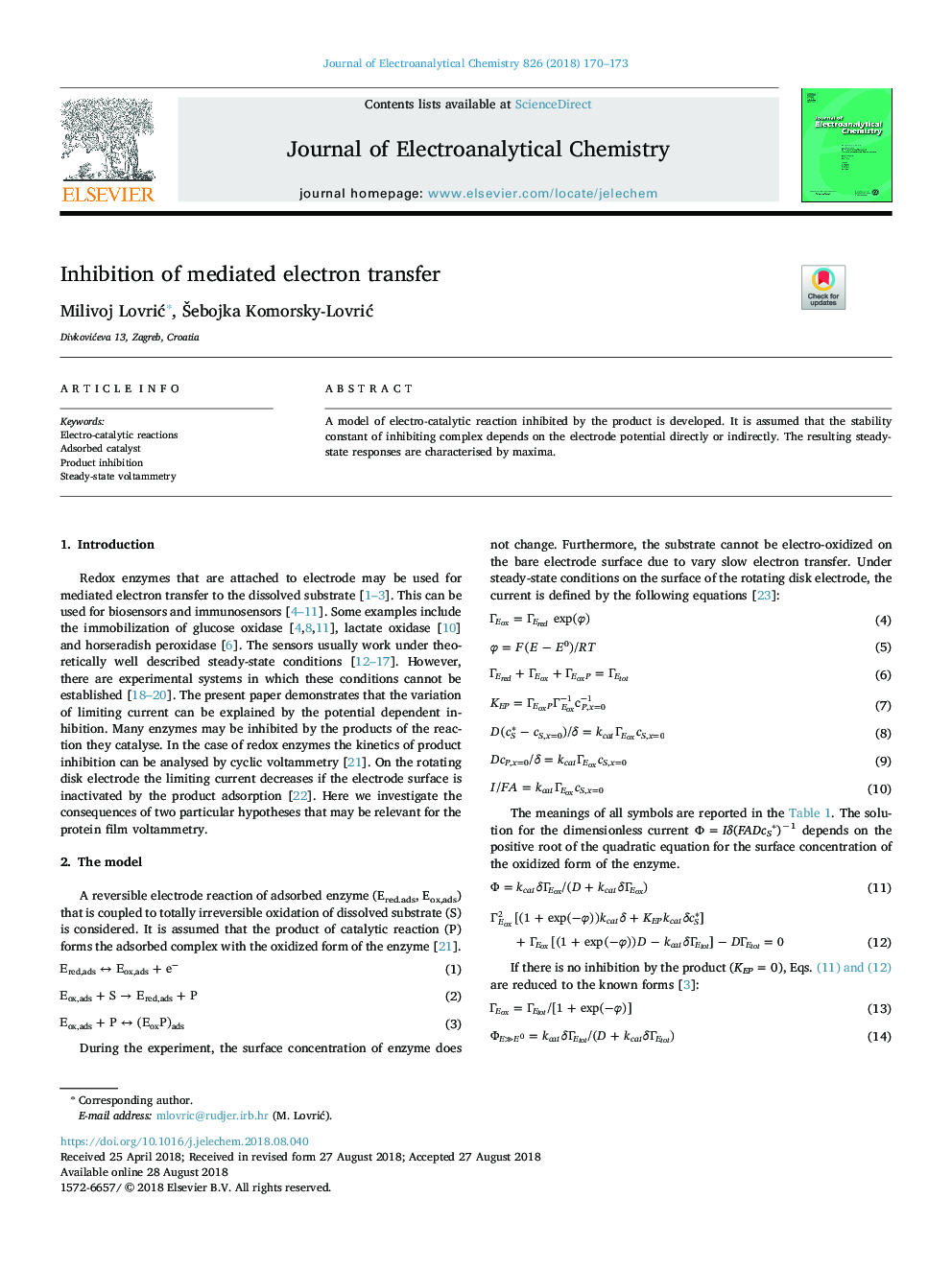 Inhibition of mediated electron transfer