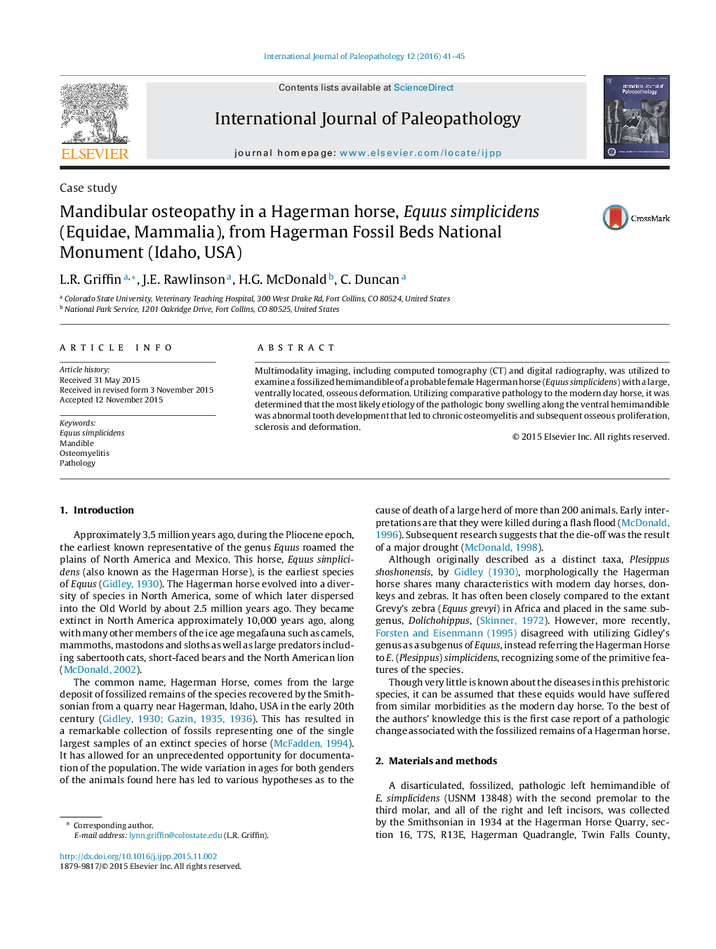 استئوپاتی فک پایین در اسب هاگرمن، اکوس simplicidens (اسبیان، پستانداران)، از هاگرمن فسیلی تخت بنای یادبود ملی (آیداهو، ایالات متحده)