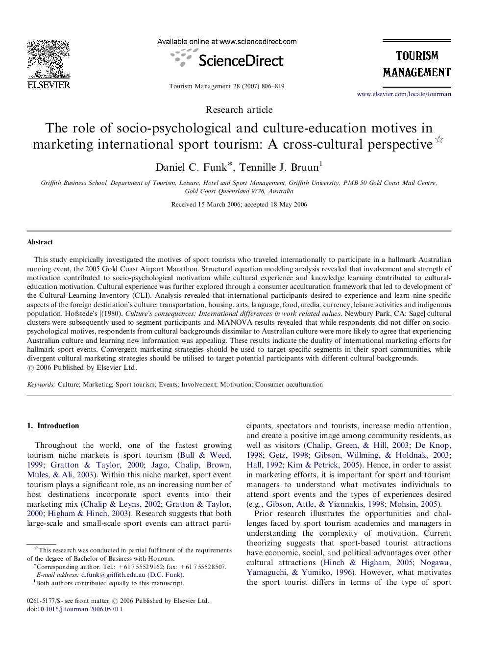 The role of socio-psychological and culture-education motives in marketing international sport tourism: A cross-cultural perspective 