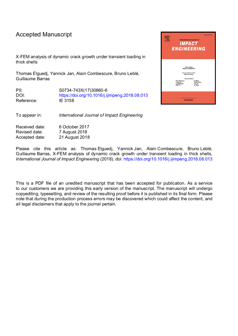 X-FEM Analysis of dynamic crack growth under transient loading in thick shells