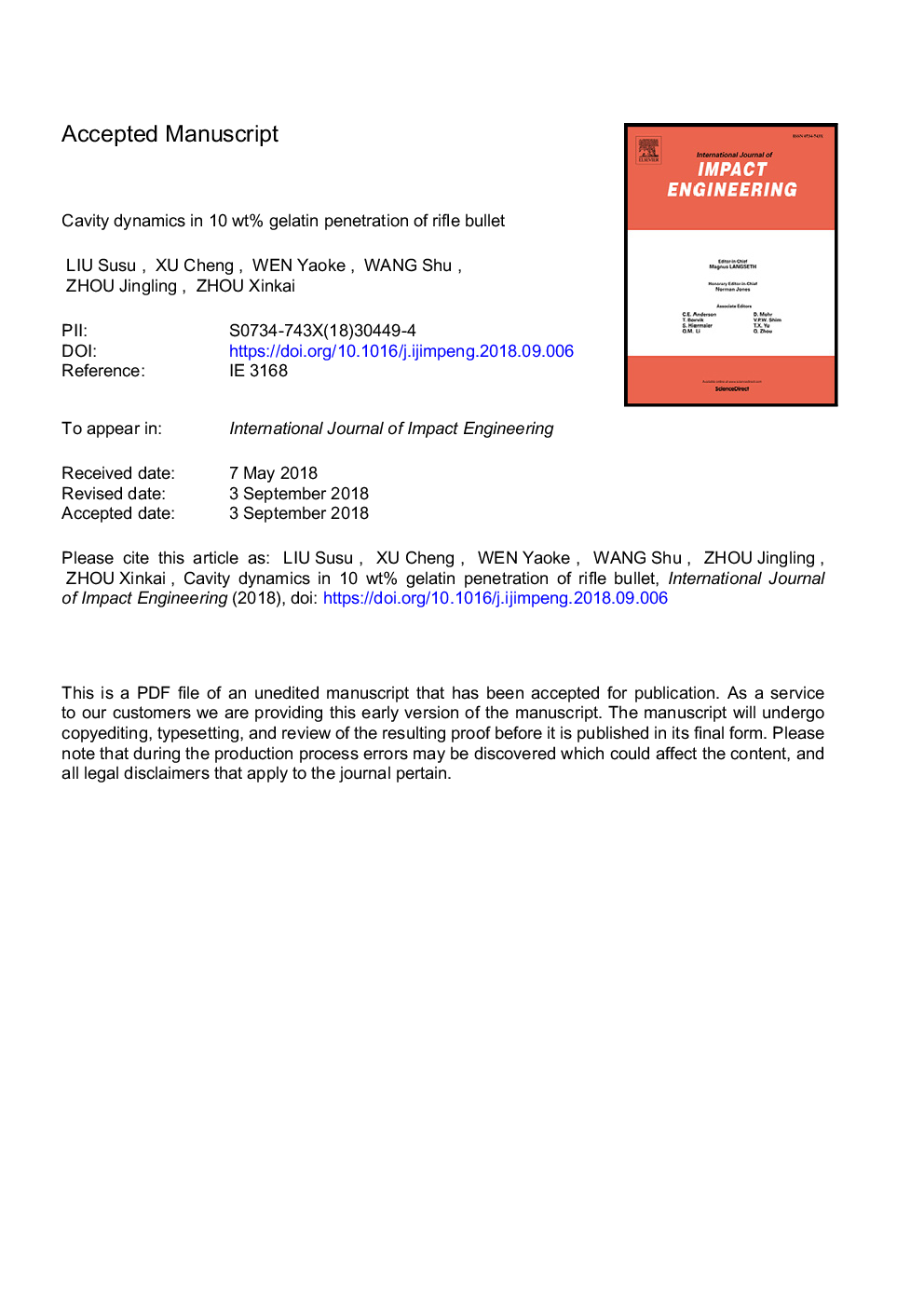 Cavity dynamics in 10Â wt% gelatin penetration of rifle bullet