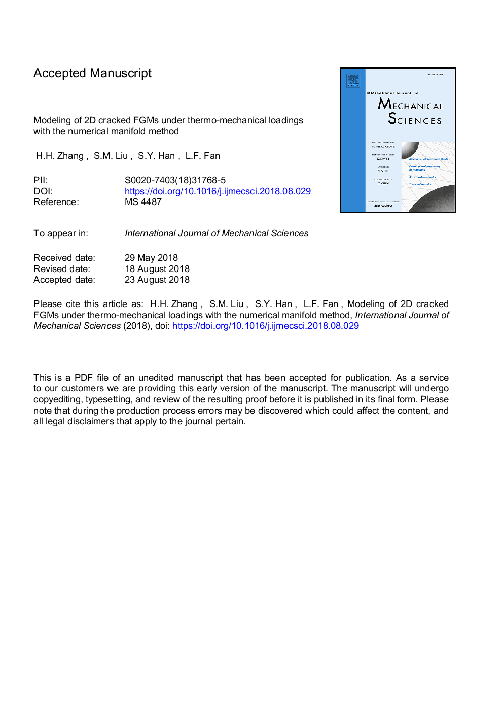 Modeling of 2D cracked FGMs under thermo-mechanical loadings with the numerical manifold method