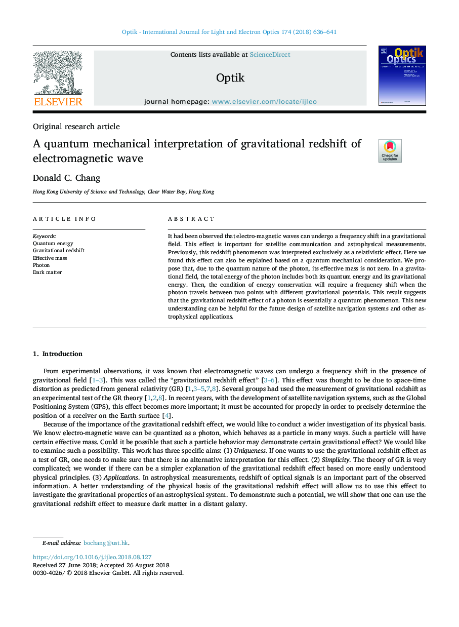 A quantum mechanical interpretation of gravitational redshift of electromagnetic wave