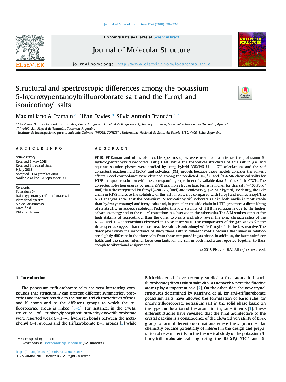 Structural and spectroscopic differences among the potassium 5-hydroxypentanoyltrifluoroborate salt and the furoyl and isonicotinoyl salts