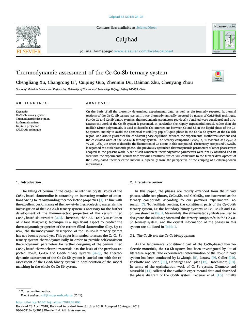 Thermodynamic assessment of the Ce-Co-Sb ternary system