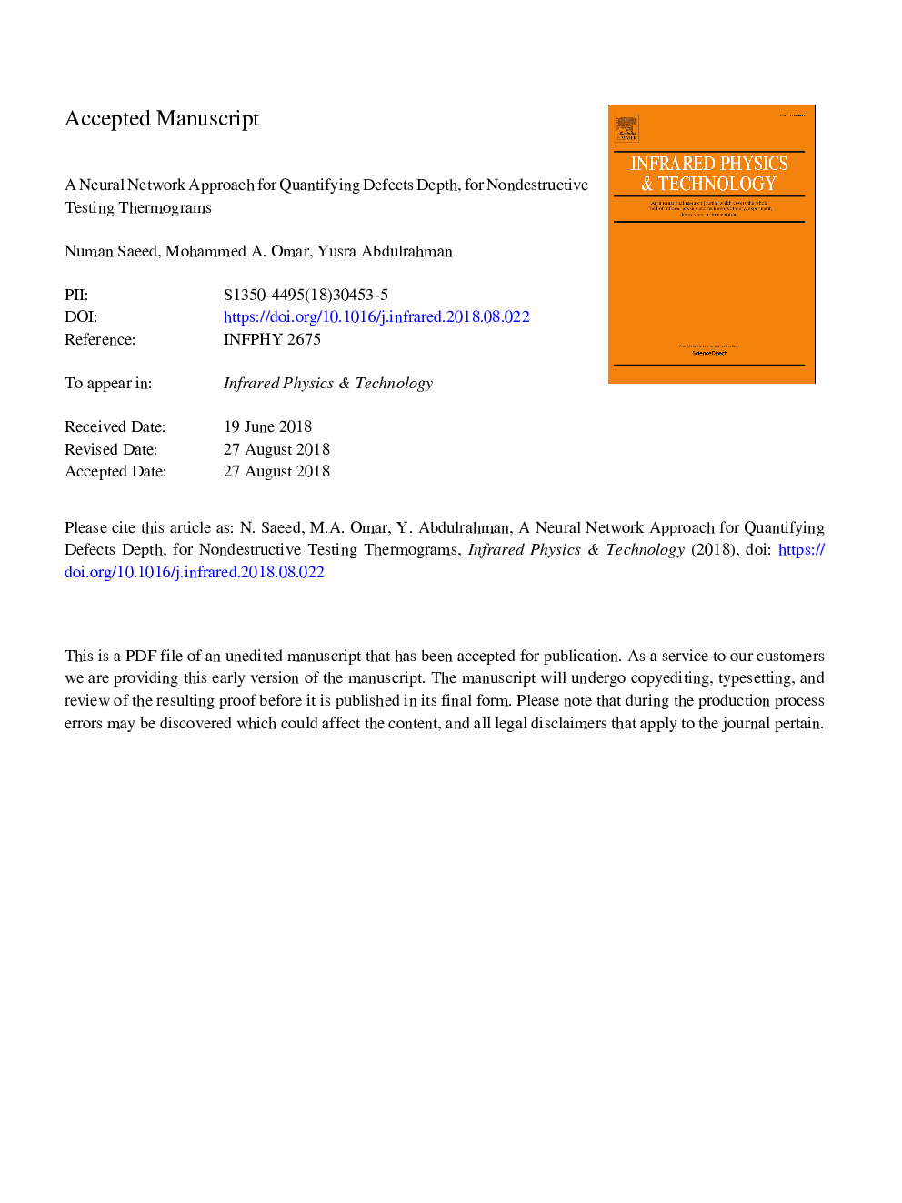 A neural network approach for quantifying defects depth, for nondestructive testing thermograms