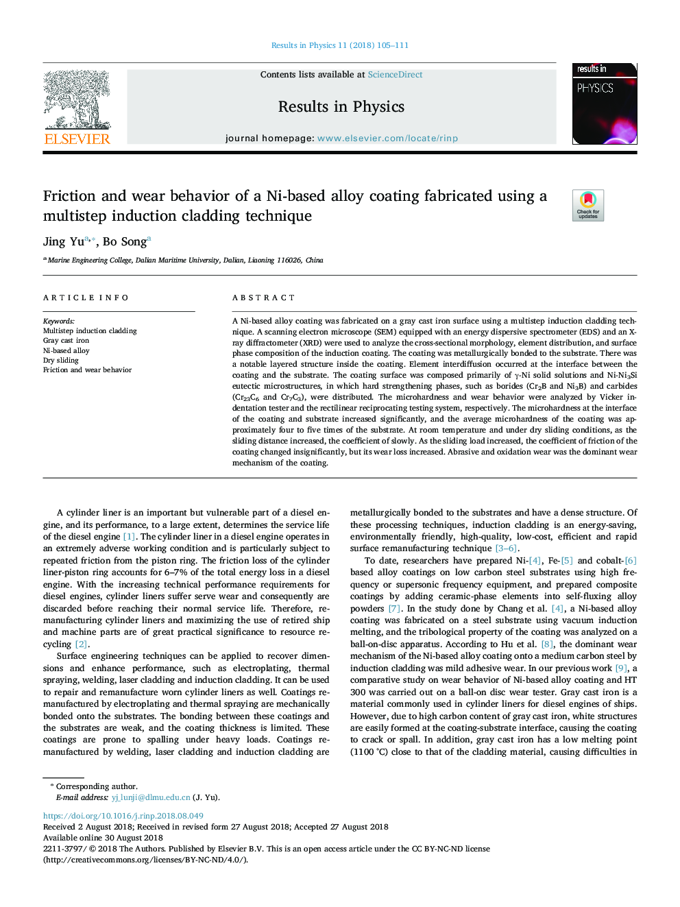 Friction and wear behavior of a Ni-based alloy coating fabricated using a multistep induction cladding technique