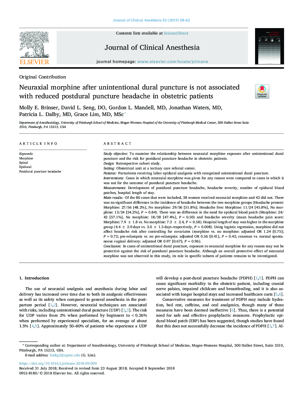 Neuraxial morphine after unintentional dural puncture is not associated with reduced postdural puncture headache in obstetric patients