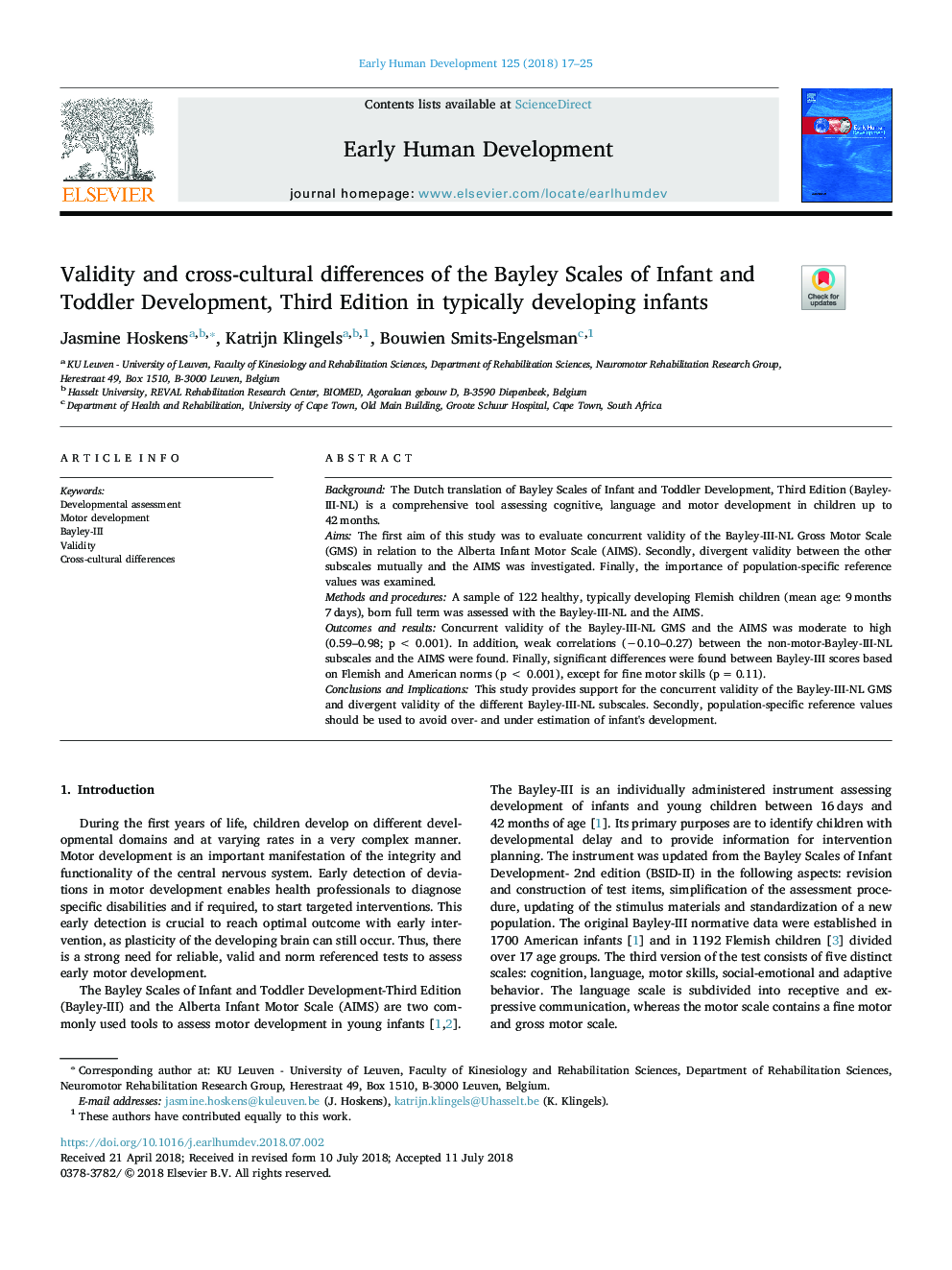 Validity and cross-cultural differences of the Bayley Scales of Infant and Toddler Development, Third Edition in typically developing infants