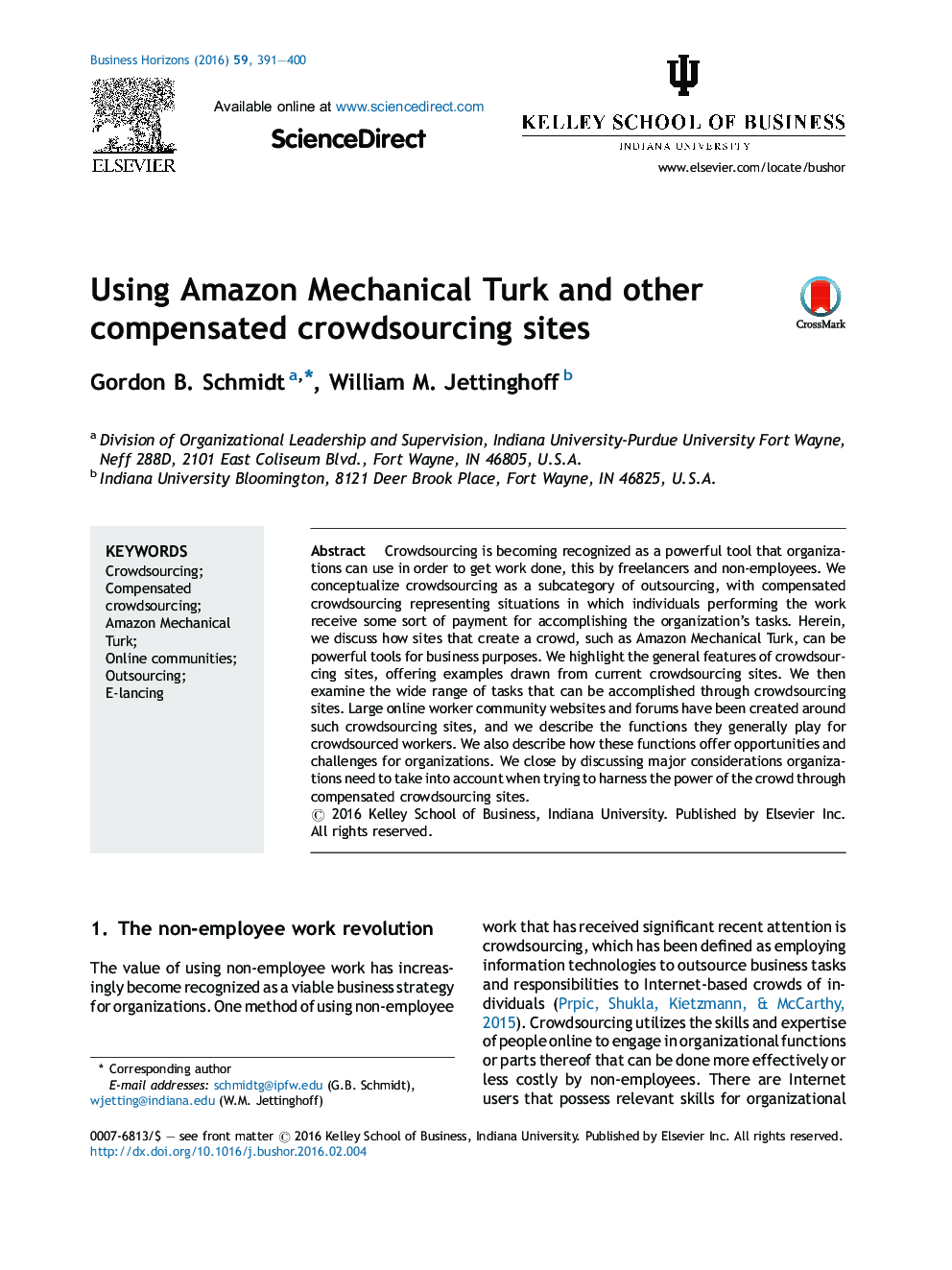 Using Amazon Mechanical Turk and other compensated crowdsourcing sites