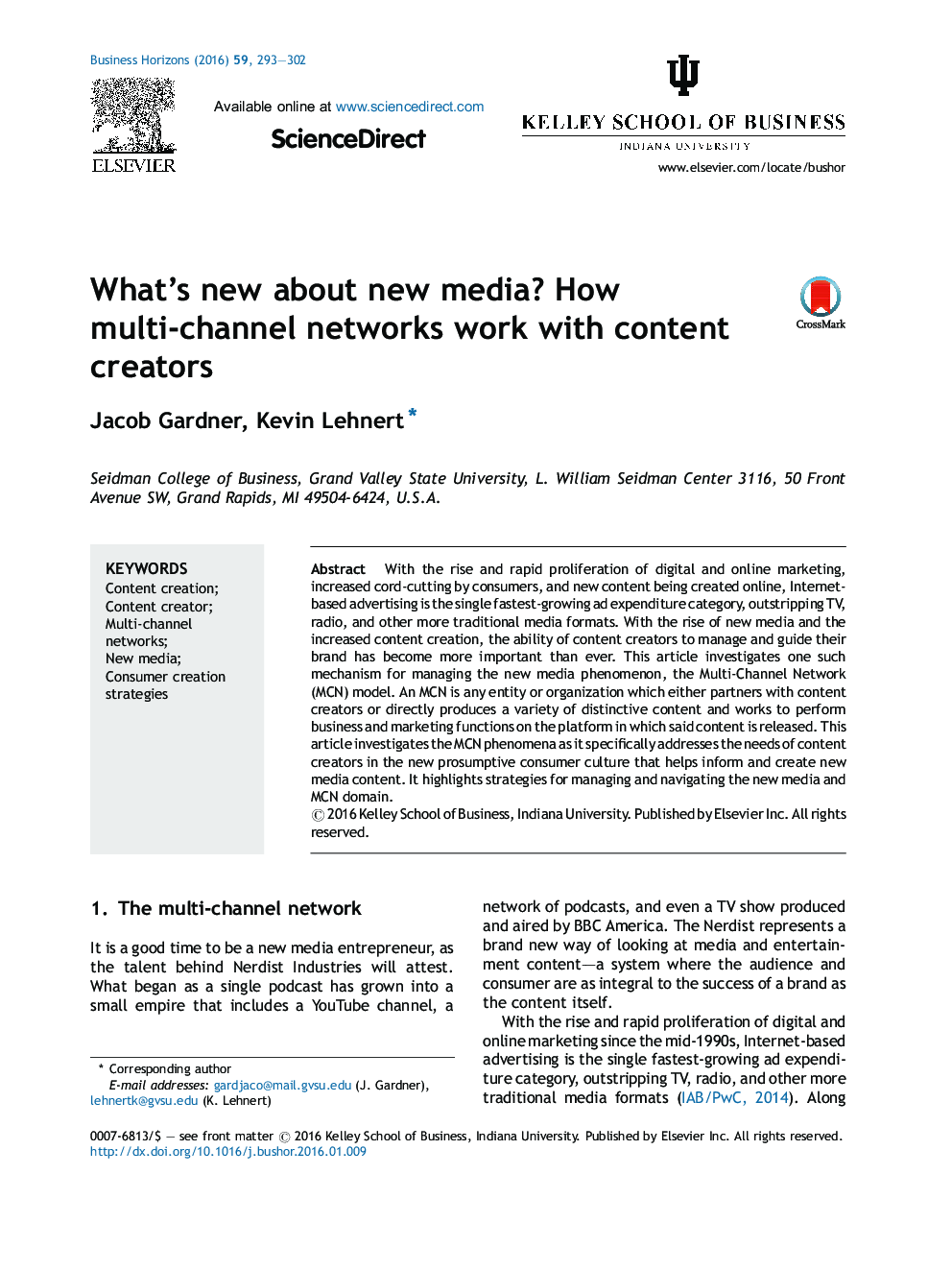 What's new about new media? How multi-channel networks work with content creators