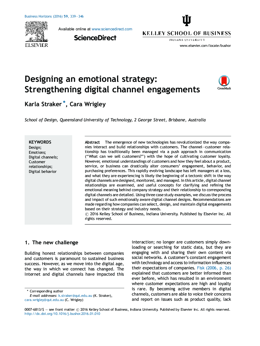 Designing an emotional strategy: Strengthening digital channel engagements