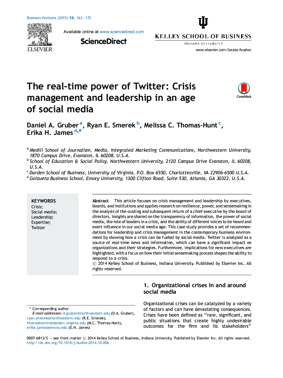 The real-time power of Twitter: Crisis management and leadership in an age of social media