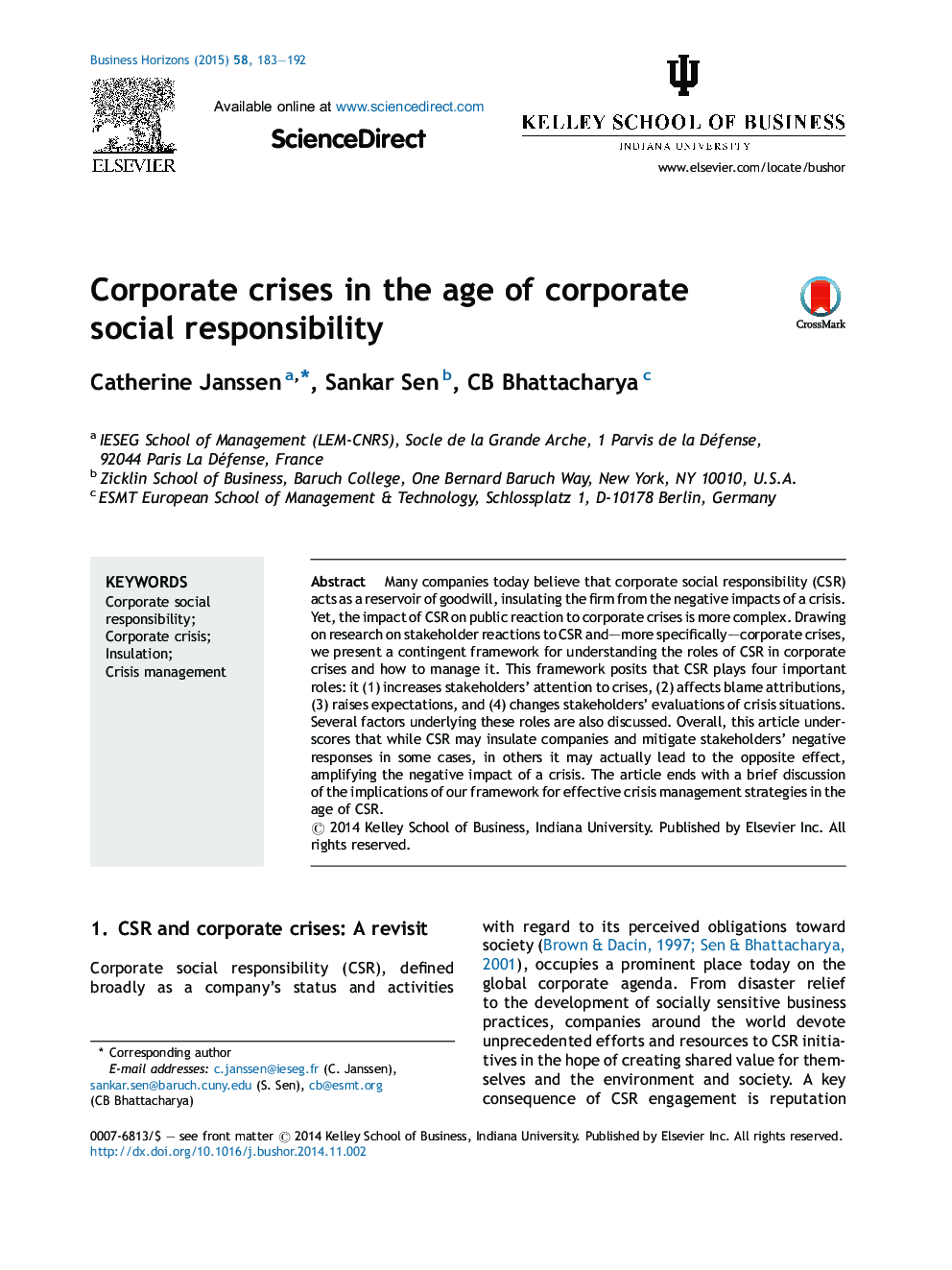 بحران های شرکت در عصر مسئولیت اجتماعی شرکت ها 