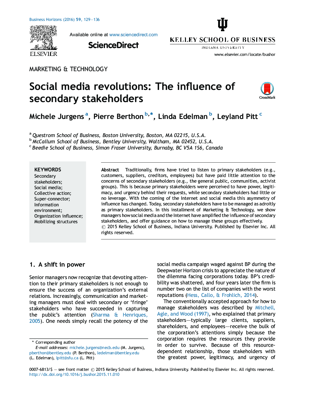 Social media revolutions: The influence of secondary stakeholders