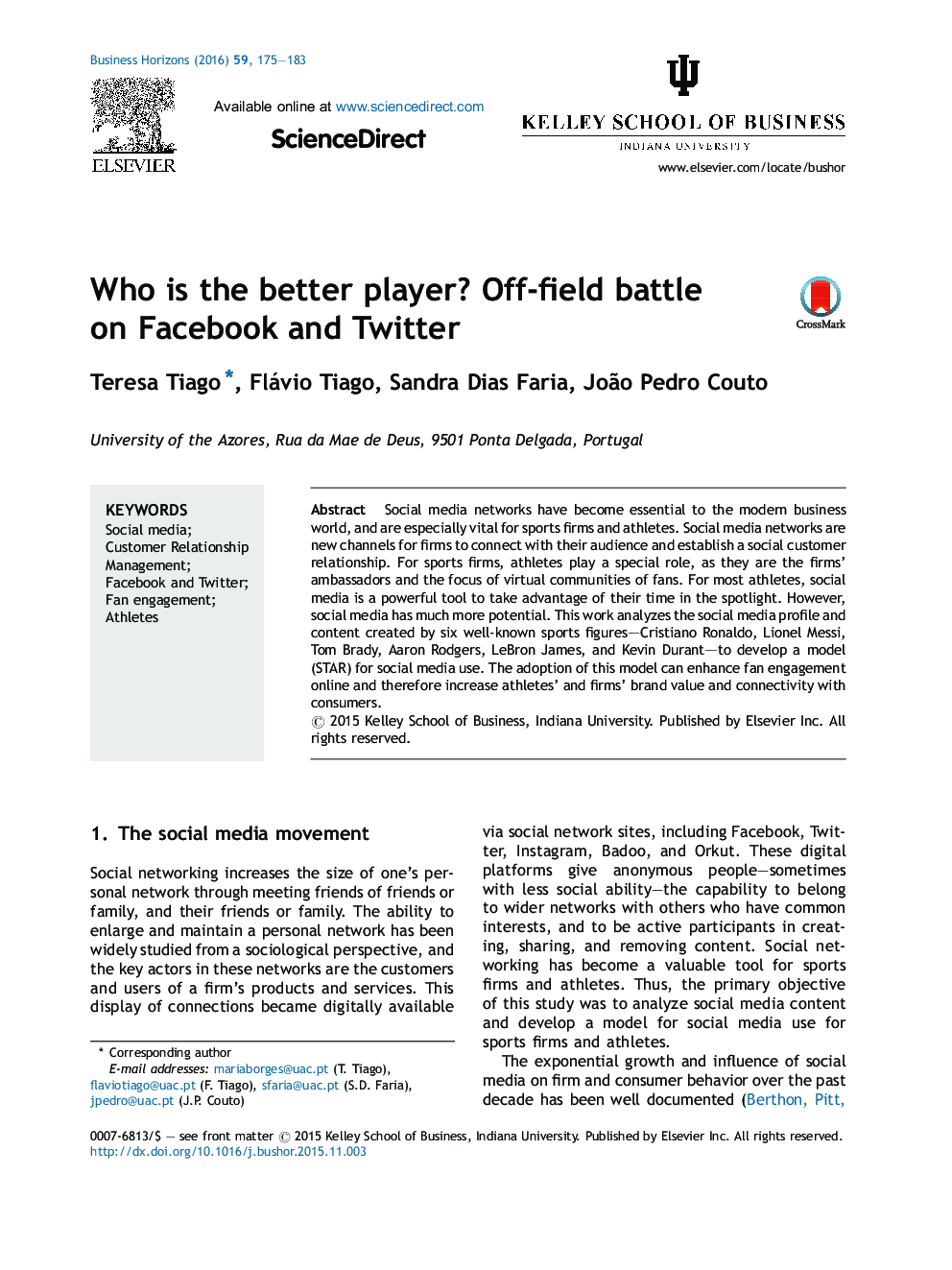 Who is the better player? Off-field battle on Facebook and Twitter