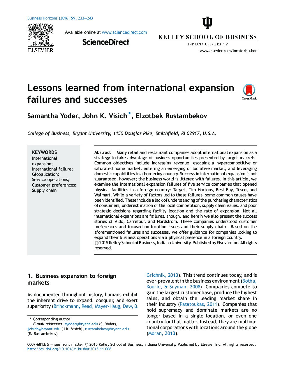 Lessons learned from international expansion failures and successes