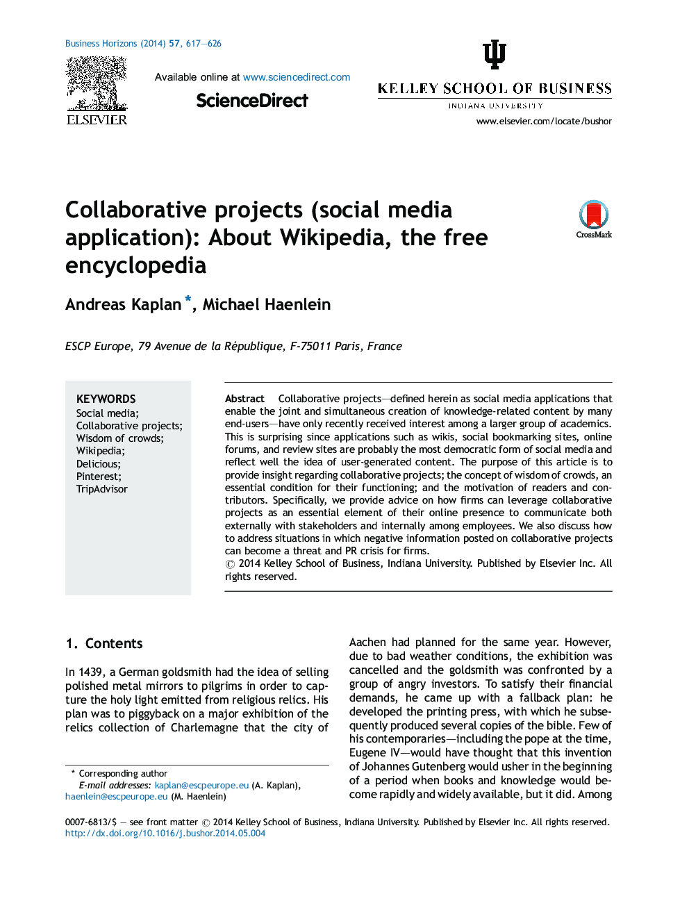 پروژه های همکاری (برنامه های کاربردی رسانه های اجتماعی): درباره ویکی پدیا، دانشنامه آزاد 