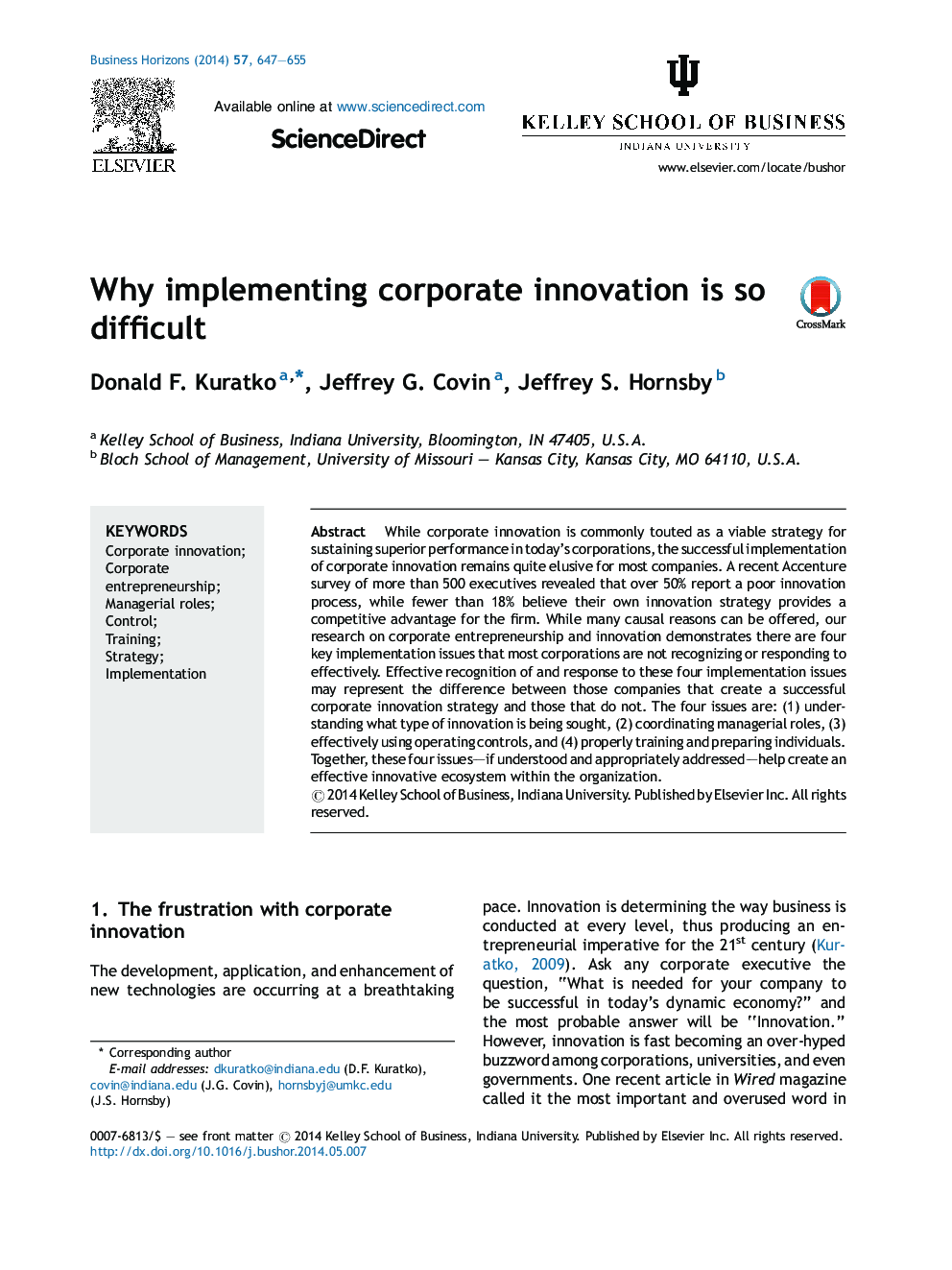 Why implementing corporate innovation is so difficult