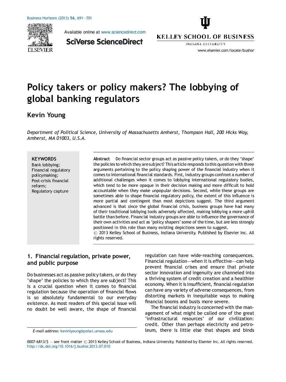 Policy takers or policy makers? The lobbying of global banking regulators