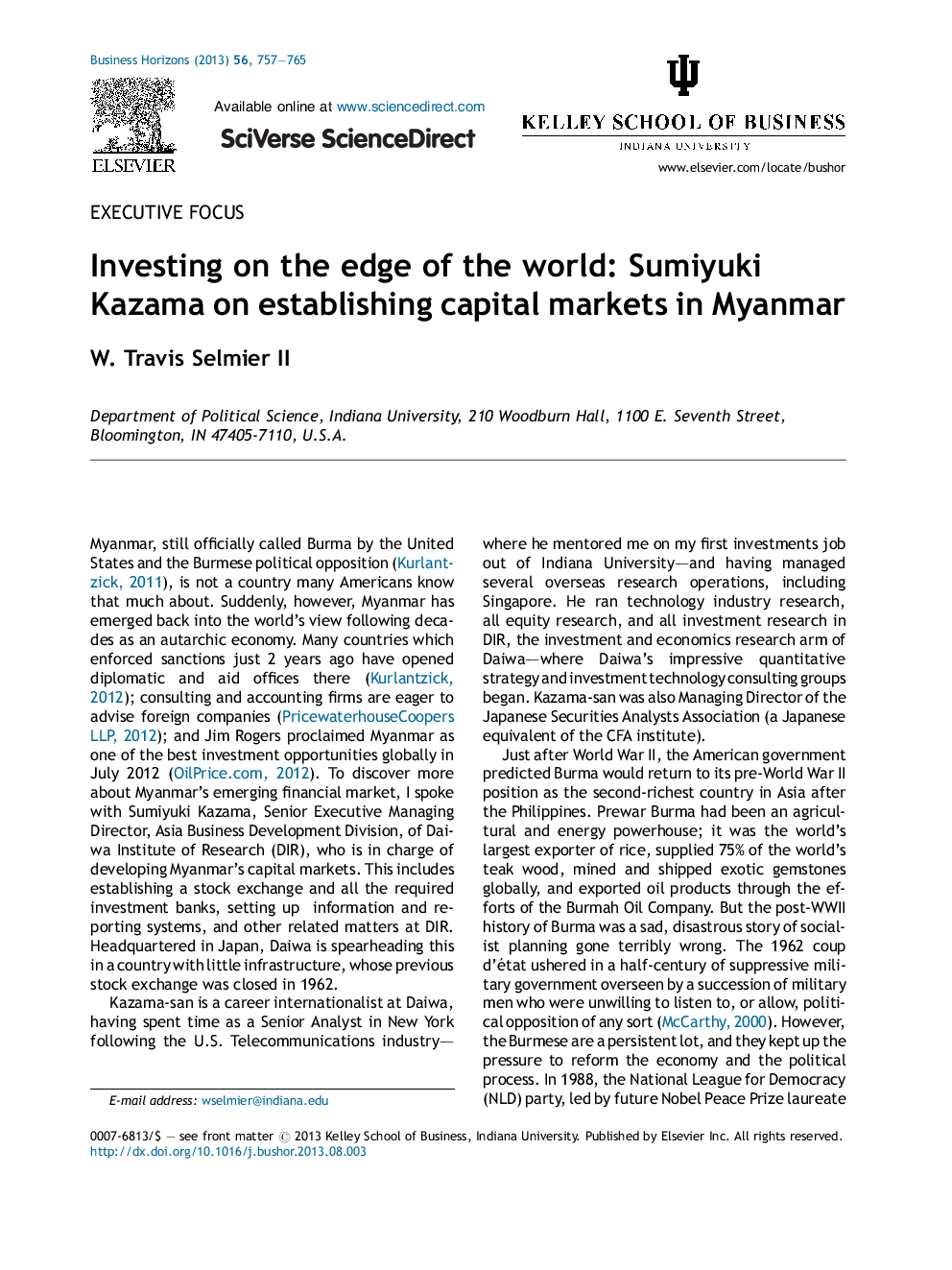 Investing on the edge of the world: Sumiyuki Kazama on establishing capital markets in Myanmar