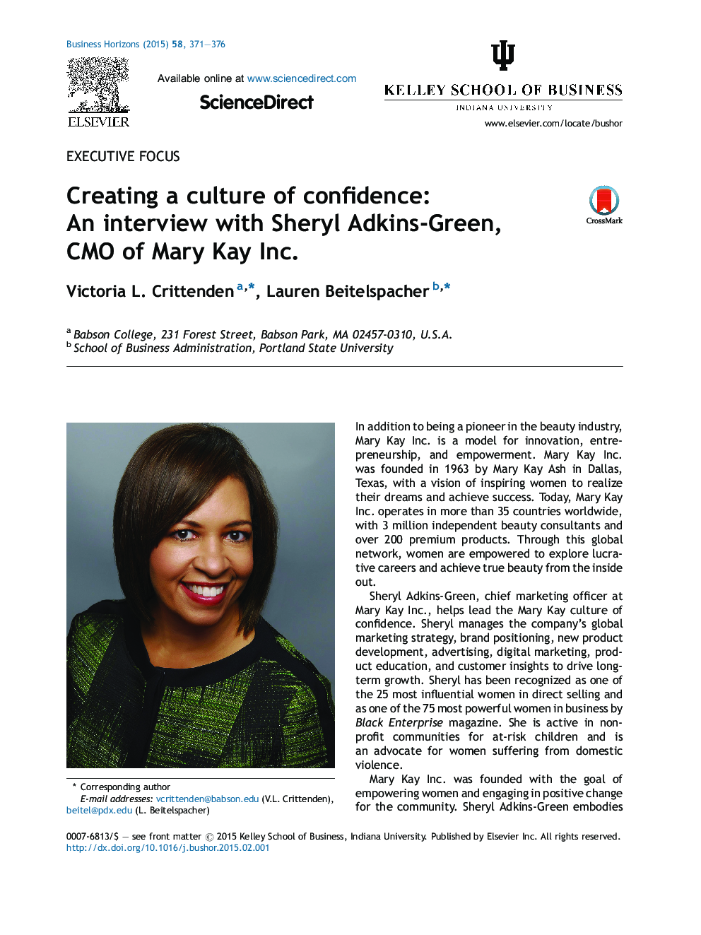 Creating a culture of confidence: An interview with Sheryl Adkins-Green, CMO of Mary Kay Inc.