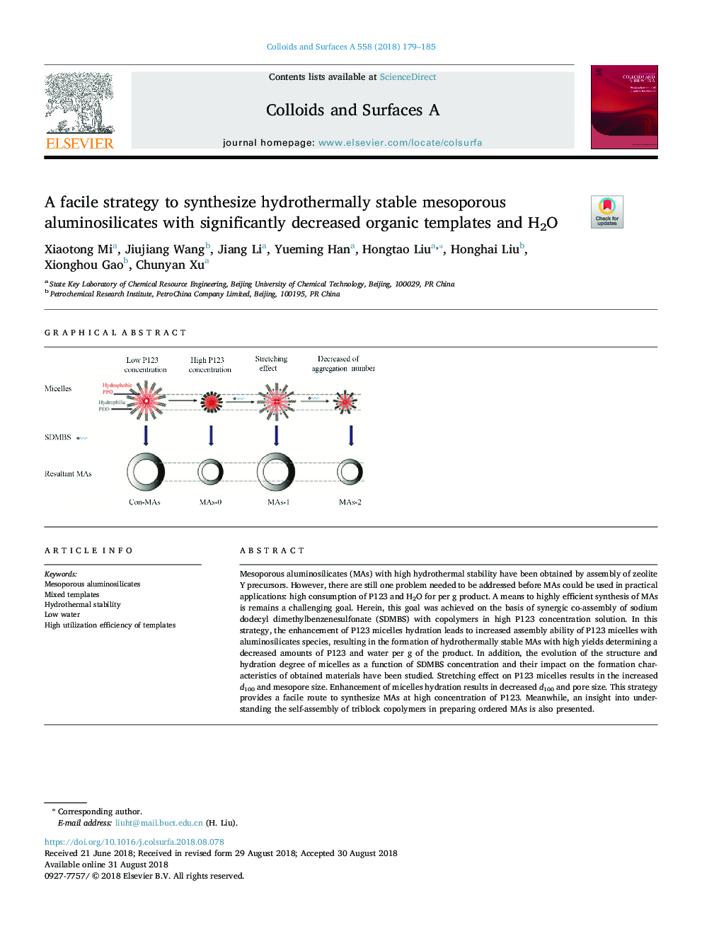 A facile strategy to synthesize hydrothermally stable mesoporous aluminosilicates with significantly decreased organic templates and H2O