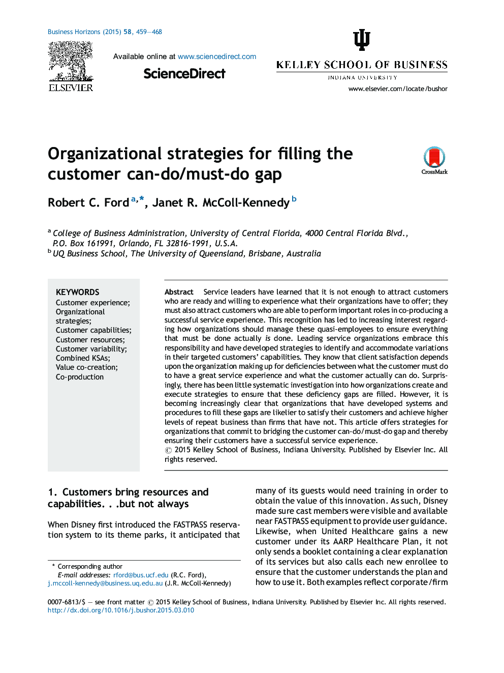 Organizational strategies for filling the customer can-do/must-do gap